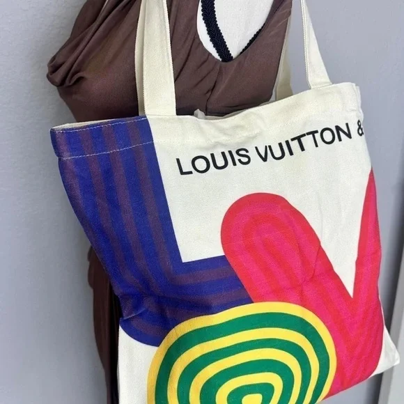 Louis Vuitton White and Blue Tote with Colorful Design - Picture 10 of 11